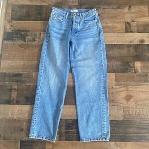 Madewell Low-Slung Straight Jeans Womens Size 25 Olvera Wash 100% Cotton Denim